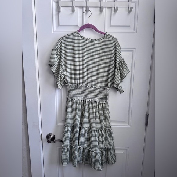 Green Gingham Ruffle Dress - Picture 3 of 3